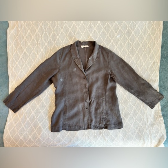 Eileen Fisher Women’s 100% Linen Grey gray button front jacket. Size large - Picture 11 of 11